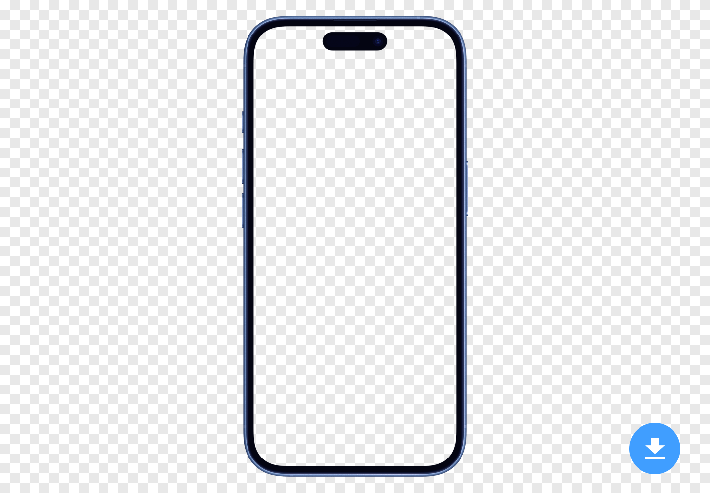 Maqueta HD gratuita de Apple iPhone 16 Plus (2024) en formato de imagen PNG y PSD con fondo transparente